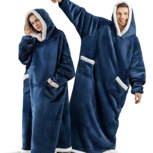 2022 Super Long Flannel Blanket with Sleeves Winter Hoodies Sweatshirt Women Men Pullover Fleece Giant TV Blanket Oversized New